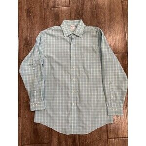 Brooks Brothers 346 Aqua Men’s Dress Shirt Size 15.5 Long Sleeve Slim Fit Cotton